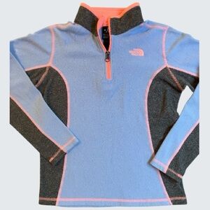 The North Face 1/4 ZipUp Fleece Jacket Girls' Sz Medium Blue Gray Coral Pullover